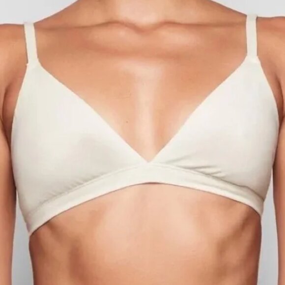 SKIMS Cotton Jersey Triangle Bralette in Bone, Size Large - Picture 1 of 9